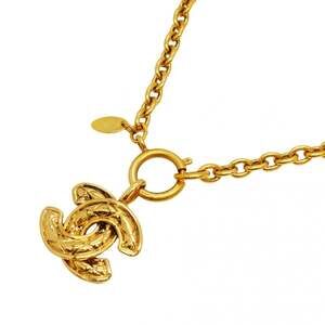 Chanel Coco Mark Matelasse Necklace, GP Plated, Gold, Women's